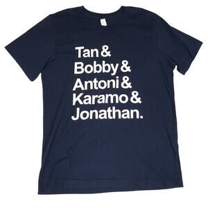 Queer Eye T-Shirt Graphic Tee Fab‎ Five Helvetica Unisex Medium Top Navy White
